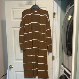 debut Brown and White Duster Striped Cardigan Size Medium